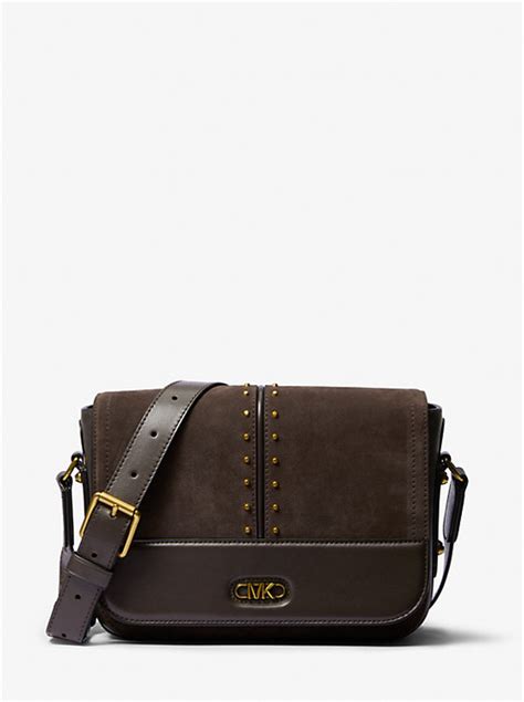 Astor Medium Studded Suede Messenger Bag 